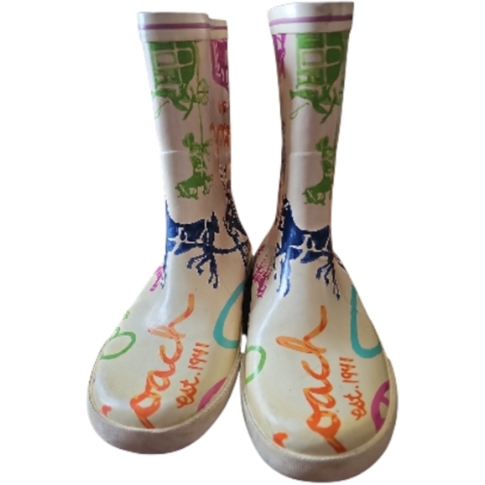 Y2K/VINTAGE COACH URSULA HORSE and CARRIAGE RAIN BOOTS